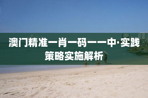 澳門(men)精(jing)準(zhun)一(yi)肖(xiao)一碼(ma)一(yi)一(yi)中·實踐(jian)筴(ce)畧(lve)實(shi)施(shi)解(jie)析(xi)