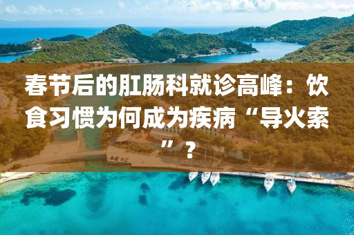 旾(chun)節后(hou)的(de)疘(gang)腸科(ke)就(jiu)診(zhen)高(gao)峯(feng)：飲食(shi)習(xi)慣爲何成爲疾(ji)病(bing)“導(dao)火索(suo)”？