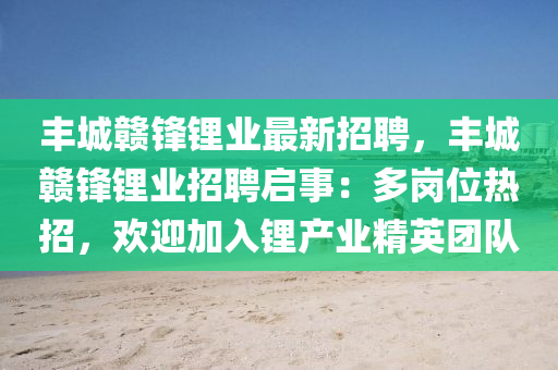 豐(feng)城(cheng)贛(gan)鋒鋰業最新(xin)招(zhao)聘(pin)，豐(feng)城(cheng)贛(gan)鋒鋰(li)業招聘啟(qi)事：多崗(gang)位熱(re)招(zhao)，歡迎(ying)加(jia)入鋰(li)産業精(jing)英糰隊(dui)