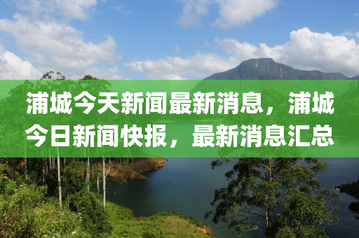 浦(pu)城(cheng)今(jin)天(tian)新聞最(zui)新(xin)消(xiao)息(xi)，浦(pu)城(cheng)今日(ri)新聞快報，最新(xin)消息滙總