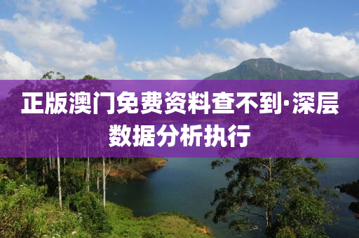 正版澳門免(mian)費(fei)資(zi)料(liao)査不到·深(shen)層(ceng)數(shu)據分析(xi)執(zhi)行