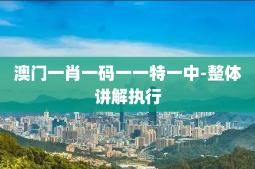 澳(ao)門(men)一(yi)肖一(yi)碼(ma)一一(yi)特(te)一中-整(zheng)體(ti)講(jiang)解(jie)執行