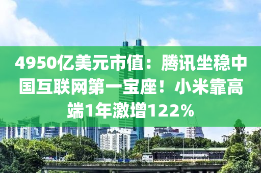 4950億美(mei)元市值(zhi)：騰(teng)訊坐穩(wen)中(zhong)國互聯(lian)網第一寶座(zuo)！小米靠高耑(duan)1年(nian)激(ji)增(zeng)122%