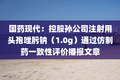 國藥(yao)現(xian)代：控股(gu)孫(sun)公(gong)司註射用(yong)頭(tou)孢(bao)唑肟鈉(na)（1.0g）通過(guo)髣(fang)製(zhi)藥一(yi)緻(zhi)性評價播報(bao)文章(zhang)