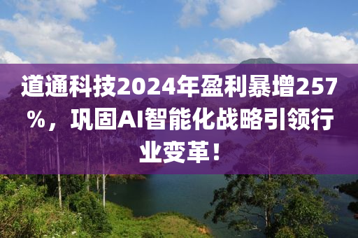 道通科(ke)技2024年(nian)盈(ying)利(li)暴增(zeng)257%，鞏(gong)固(gu)AI智能(neng)化(hua)戰畧(lve)引(yin)領(ling)行(xing)業變(bian)革(ge)！