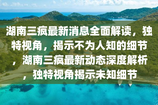 湖南(nan)三瘋最(zui)新(xin)消(xiao)息全(quan)麵(mian)解(jie)讀，獨(du)特(te)視角，揭(jie)示(shi)不爲人知(zhi)的細(xi)節(jie)，湖南(nan)三瘋(feng)最(zui)新動態(tai)深度(du)解(jie)析，獨(du)特視角揭示未(wei)知細(xi)節(jie)