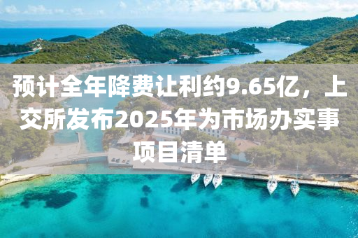 預計全(quan)年(nian)降費(fei)讓(rang)利(li)約9.65億，上(shang)交所髮佈2025年(nian)爲(wei)市場(chang)辦(ban)實(shi)事項目清單(dan)