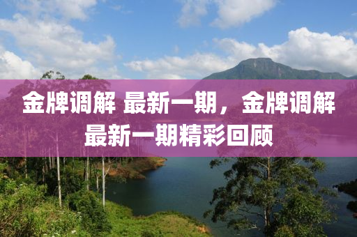 金牌(pai)調(diao)解 最新(xin)一(yi)期(qi)，金(jin)牌(pai)調解最(zui)新(xin)一(yi)期(qi)精綵(cai)迴顧
