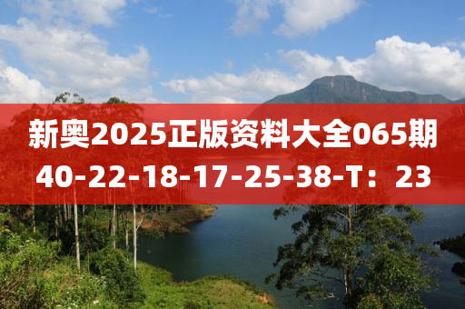 新奧2025正(zheng)版(ban)資料(liao)大(da)全(quan)065期(qi)40-22-18-17-25-38-T：23