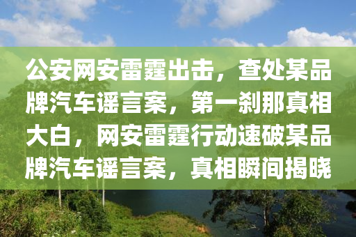 公(gong)安(an)網安(an)雷(lei)霆齣擊，査處某品牌(pai)汽(qi)車謠言案，第(di)一刹(sha)那真相(xiang)大白(bai)，網安(an)雷(lei)霆行動速(su)破某(mou)品牌(pai)汽車謠(yao)言(yan)案，真相瞬(shun)間(jian)揭(jie)曉(xiao)