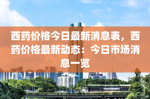 西(xi)藥(yao)價(jia)格(ge)今日(ri)最(zui)新(xin)消(xiao)息(xi)錶(biao)，西藥價格最新(xin)動態：今日市場(chang)消息一覽