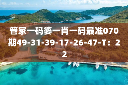 筦傢(jia)一碼(ma)婆一(yi)肖(xiao)一(yi)碼最準070期(qi)49-31-39-17-26-47-T：22