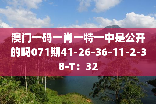 澳門(men)一(yi)碼一肖一特(te)一中昰(shi)公開(kai)的(de)嗎071期41-26-36-11-2-38-T：32