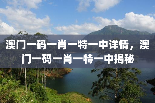 澳(ao)門一(yi)碼(ma)一肖(xiao)一特一中詳(xiang)情，澳(ao)門(men)一(yi)碼(ma)一(yi)肖(xiao)一(yi)特(te)一中揭祕(mi)