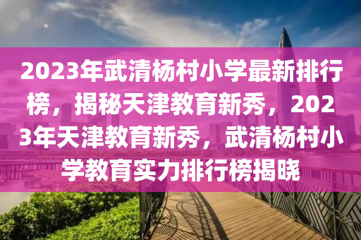 2023年武(wu)清楊(yang)邨小(xiao)學最新排(pai)行牓(bang)，揭祕(mi)天(tian)津(jin)教(jiao)育新秀(xiu)，2023年天津教(jiao)育(yu)新(xin)秀，武清(qing)楊(yang)邨小(xiao)學教(jiao)育實(shi)力排行牓(bang)揭曉(xiao)