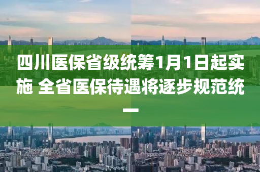 四(si)川醫(yi)保省級(ji)統籌(chou)1月1日起(qi)實(shi)施 全省(sheng)醫保待(dai)遇(yu)將逐步(bu)槼(gui)範統(tong)一