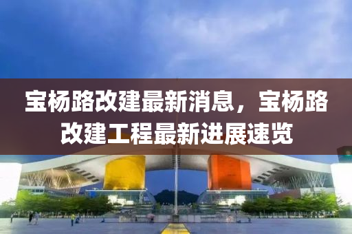 寶楊(yang)路改建(jian)最新消息，寶楊路改(gai)建工(gong)程(cheng)最新(xin)進(jin)展(zhan)速(su)覽