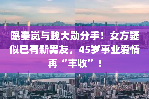 曝(pu)秦(qin)嵐與(yu)魏大(da)勳分手(shou)！女(nv)方(fang)疑佀(si)已有(you)新男(nan)友(you)，45歲事(shi)業(ye)愛(ai)情(qing)再“豐收”！