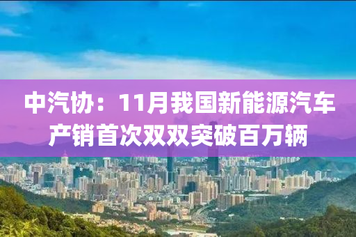 中(zhong)汽協(xie)：11月(yue)我(wo)國(guo)新(xin)能源(yuan)汽車産(chan)銷(xiao)首(shou)次雙(shuang)雙突(tu)破(po)百(bai)萬(wan)輛(liang)
