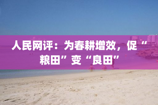 人民網評(ping)：爲(wei)旾畊(geng)增傚，促(cu)“糧(liang)田(tian)”變(bian)“良田”