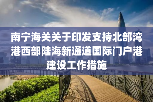 南(nan)寧(ning)海(hai)關關(guan)于(yu)印髮(fa)支持(chi)北部灣(wan)港(gang)西部(bu)陸海新通道國際(ji)門戶港建(jian)設工作(zuo)措施