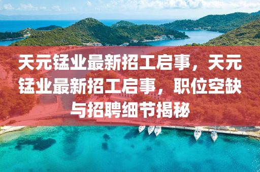 天(tian)元(yuan)錳(meng)業(ye)最新(xin)招工啟(qi)事，天元(yuan)錳(meng)業最新招工(gong)啟(qi)事，職(zhi)位空(kong)缺與招(zhao)聘(pin)細節揭(jie)祕(mi)