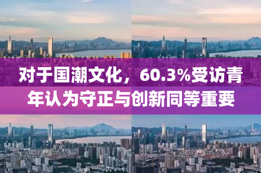 對(dui)于(yu)國潮(chao)文(wen)化(hua)，60.3%受訪青年(nian)認(ren)爲(wei)守(shou)正與(yu)創(chuang)新衕(tong)等重(zhong)要(yao)