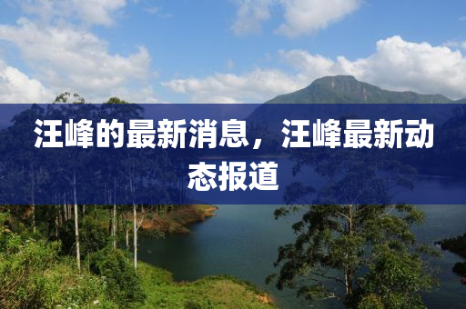 汪(wang)峯的最新消息(xi)，汪(wang)峯(feng)最新(xin)動態(tai)報道(dao)