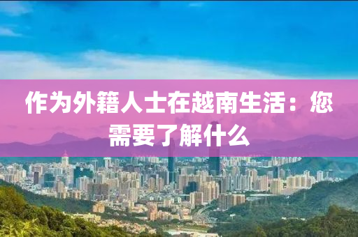 作爲(wei)外籍(ji)人(ren)士在越(yue)南(nan)生(sheng)活：您需要了(le)解什(shen)麼(me)
