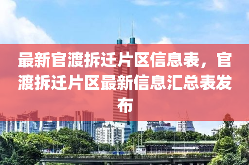 最新(xin)官渡(du)拆遷片(pian)區信(xin)息錶(biao)，官(guan)渡拆(chai)遷片(pian)區最(zui)新信息(xi)滙總錶(biao)髮(fa)佈