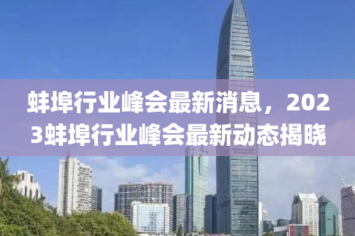 蚌(bang)埠行(xing)業(ye)峯會(hui)最(zui)新(xin)消息，2023蚌埠行業峯(feng)會(hui)最(zui)新(xin)動(dong)態揭(jie)曉(xiao)