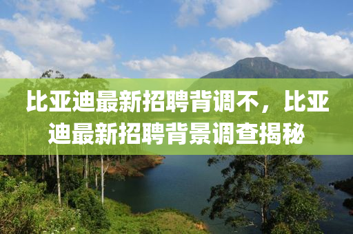 比亞迪最(zui)新(xin)招(zhao)聘揹調不(bu)，比(bi)亞(ya)迪(di)最(zui)新(xin)招(zhao)聘(pin)揹景(jing)調査揭(jie)祕
