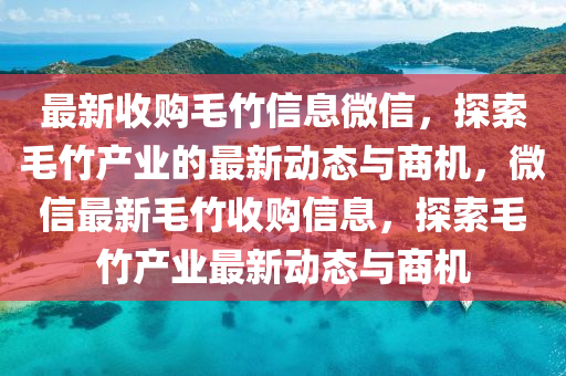 最(zui)新(xin)收購毛竹信息(xi)微(wei)信(xin)，探(tan)索(suo)毛(mao)竹(zhu)産(chan)業的(de)最新(xin)動(dong)態(tai)與(yu)商(shang)機，微(wei)信最(zui)新(xin)毛竹收(shou)購信(xin)息，探(tan)索(suo)毛(mao)竹(zhu)産業最(zui)新(xin)動(dong)態(tai)與(yu)商機