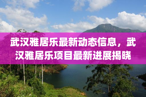武(wu)漢(han)雅(ya)居樂最(zui)新(xin)動態信(xin)息，武漢雅(ya)居樂(le)項目(mu)最新進展揭(jie)曉