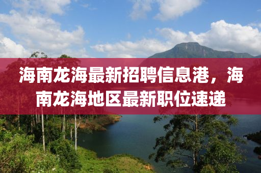 海(hai)南龍(long)海(hai)最新(xin)招(zhao)聘信息港(gang)，海(hai)南龍海地(di)區(qu)最新(xin)職位(wei)速(su)遞(di)