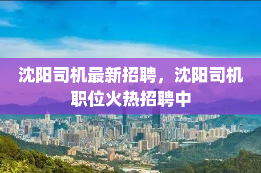 沈陽司(si)機(ji)最新(xin)招聘，沈(shen)陽(yang)司(si)機(ji)職(zhi)位火熱招聘中(zhong)
