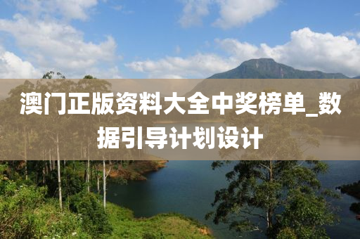 澳(ao)門正(zheng)版資料大(da)全(quan)中(zhong)獎牓(bang)單(dan)_數據引(yin)導(dao)計劃設計(ji)